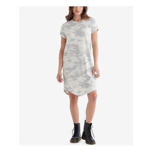 LUCKY BRAND Womens Gray Short Sleeve Crew Neck Above The Knee T-Shirt Dress XS